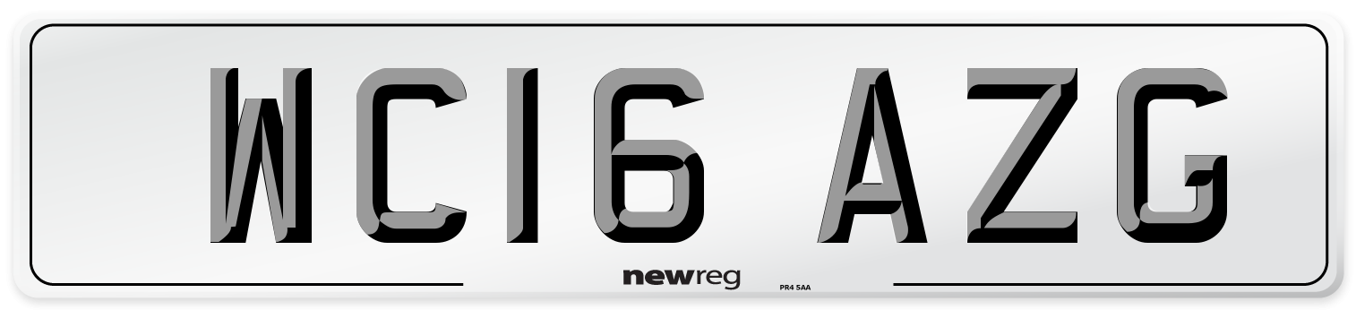 WC16 AZG Number Plate from New Reg
